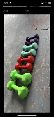 $40 • Buy Dumbell Set GOOD CONDITION Weights 5kg, 2.5kg, 2kg, 1kg.