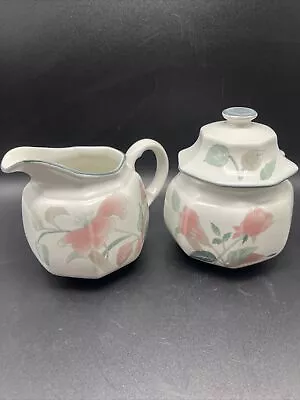 MIKASA SILK FLOWERS CONTINENTAL F 3003 CREAMER & SUGAR BOWL W/ LID Japan A5 • $14.99