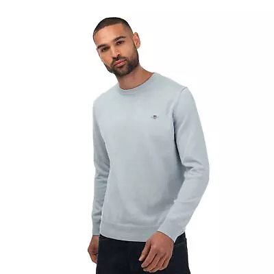 Men's Jumper Gant Classic Cotton Crew Neck Pullover Knitwear In Blue • £59.99