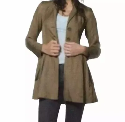 CABI Treasure Hunter Trench Coat Peplum  Button Up Pockets Khaki Brown 840 Sz S • $39.99