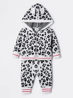 £9.99 • Buy EX STORE Baby Girls Knitted Leopard Print Tracksuit Outfits Newborn 0-3 Months