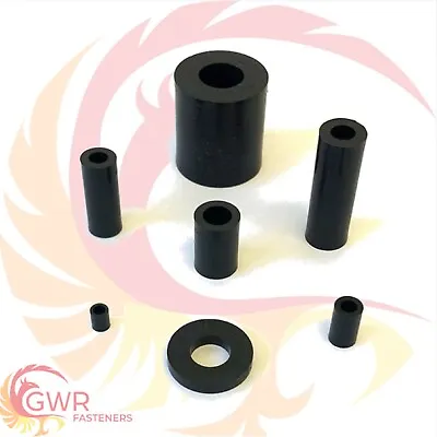 M2 2.5 M3 M4 M5 M6 M8 M10 M12 Black Plastic Nylon Spacers Standoff Thick Washers • £2.66