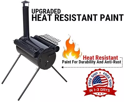 Hot Tent Stove Jack Wood Burning Portable Heater With Vent Pipe Kit For Winter • $329.99