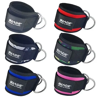 Ankle Straps For Cable Machine Gym Attachment Leg Exercise Weight Lifting D Ring • £6.99