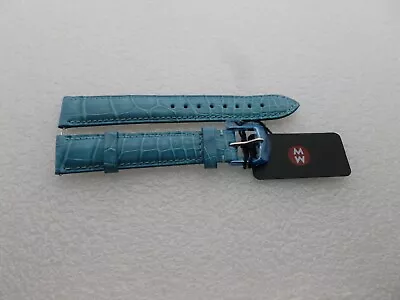 Genuine Michele 16mm Sea Blue Alligator  Watch Band Strap NEW • $37.77