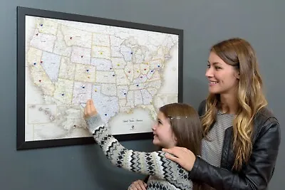 Magnetic USA Map Framed Patented Size 33 X22  Message Board For Home Or Office • $74.97