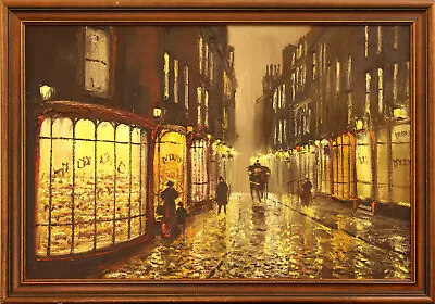 Oil On Canvas By John Bampfield. Edwardian Street At Night. • £325