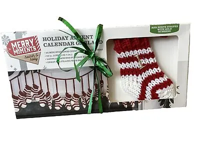 New Holiday Advent Calendar 2023 Red Mini Knitted Stocking Garland 55  • $19.95