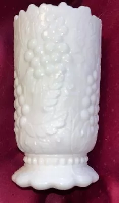 Vintage Imperial Glass Grape White Milk Glass 6  Flower Vase Scalloped Edge • $19.99