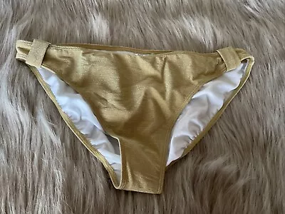 Ladies Gold Shimmer Mini Bikini Swimming Bottoms Swimmers 14 M Brand New & Tags • £3