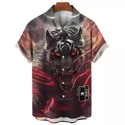 New Animal Shirts For Men Clothing 3d Tiger Print Short Sleeve Mens Shirts • $8.99