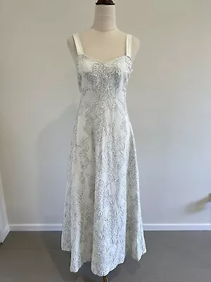 Tengdahl Size 6 Linen Embroidered Pockets Maxi Dress - Make Up Marks • $55