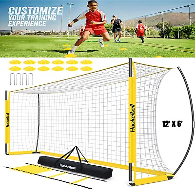 Portable Soccer Goal 12x6ft Soccer Net For Backyard With Ladder 12 Soccer Cones • $113.33
