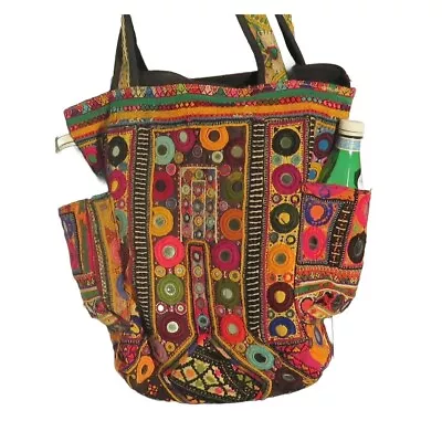 Banjara Bag|Authentic|Gypsy|Tote|Shoulder|Boho|Bottle Pocket|60s|Patchwork Style • $188