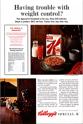 1964 Kellogg's Special K Cereal Weight Control  Vintage Print Ad Full Page Color • $14.96