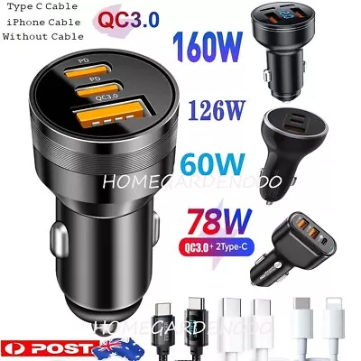 160W-60W Car Charger PD QC 3.0 FAST Charge USB Type C Cigarette Lighter Adapter • $17.99
