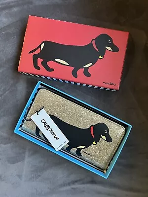 Marc Tetro Gold Glitter  Sparkle Long Wallet - Dachshund Dog NEW W/Tags In Box • £6.43