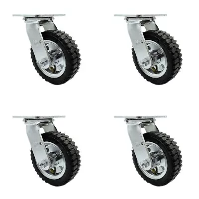 6 Inch Black Pneumatic Wheel Swivel Casters With Bolt Swivel Locks Set SCC • $203.65