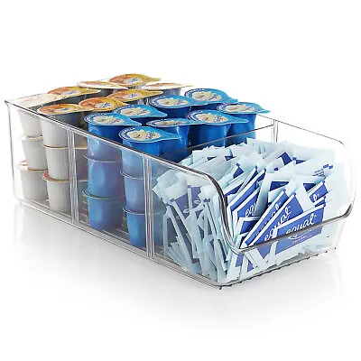 $25.99 • Buy Clear Storage Bins With Handles Stackable Fridge Freezer Pantry Organizer Bins