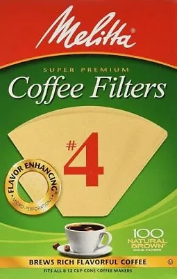 Melitta #4 Cone Coffee Filters Unbleached 100 COunt (Pack Of 1) Brown  • $6.69
