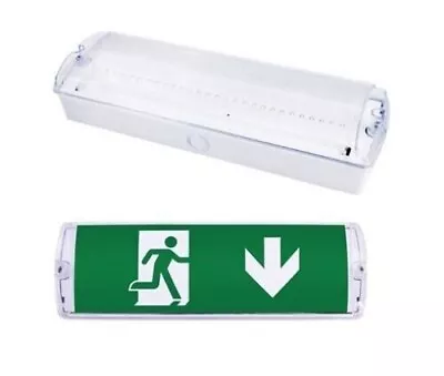 Led Emergency Light Bulkhead Exit Sign Ip65 Maintained/non Maintained - Vtac • £12