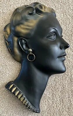 1950s PLASTER BAS-RELIEF FEMALE HEAD - LENGTH 12” / WIDTH 7” METAL EARRING • £19.99