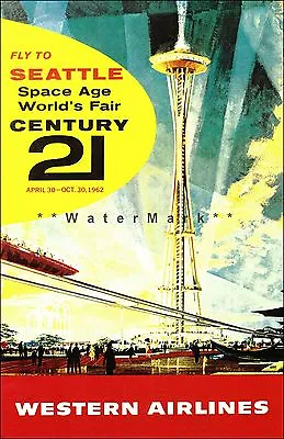 Seattle Washington 1962 World's Fair Space Age Vintage Poster Print Travel • $26.89