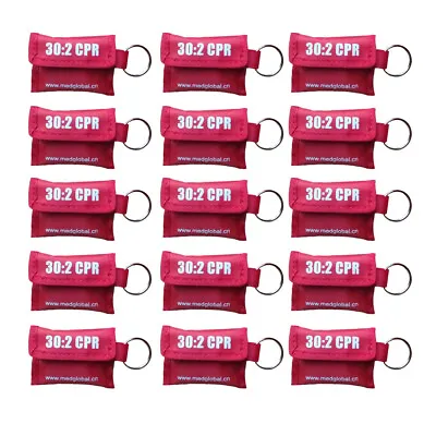 15 PCS New 30:2 CPR  Face Shield With Keychain-One-way Valve For First Aid  • £15.47