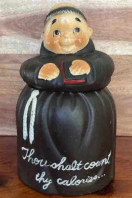 Vintage Friar Tuck Monk Ceramic Cookie Biscuit Barrel Jar 26cm Made In Japan • $48.17