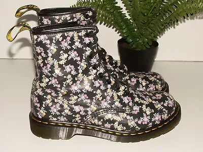 Dr Martens 1460 Little Flowers Floral Meadow Leather Boots 8-eye UK 6 EU 39 Us 8 • £95