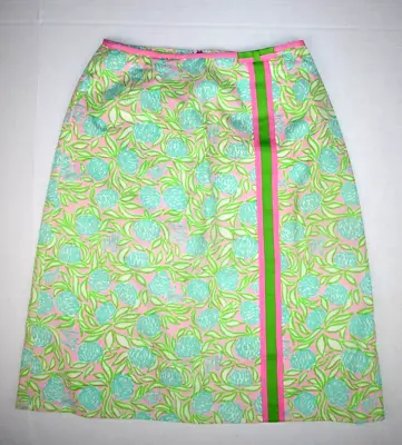 Lilly Pulitzer Skirt VTG 70s Blue Chrysathanthiam Sz S Waist 26  Blue Pink Green • $47.48