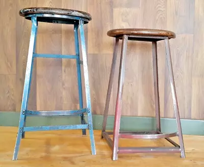 TWO (2) Vintage Pollard Industrial Factory Steel Stools • $189