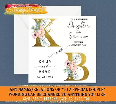 Personalised Wedding Day Card Initials Son Daughter In Law Brother Sister Bride • £2.95