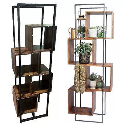 Tall Industrial Bookcase Narrow Vintage Display Unit Slim Rustic Storage Shelf • $63.99