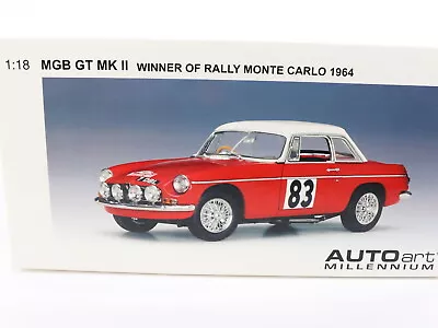 1964 MGB GT MKII Rally #83 Red Autoart Millennium 1:18 Model Car 86481 • $275