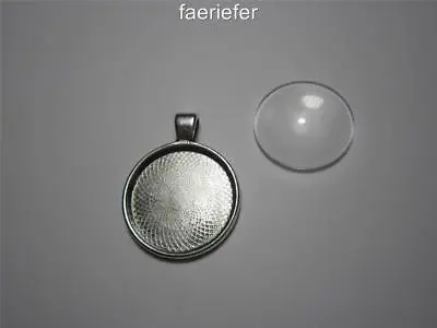 1 Silver Plated 1 Inch 25mm Round Cabochon Setting Pendant + Glass Dome Seal • £5.95