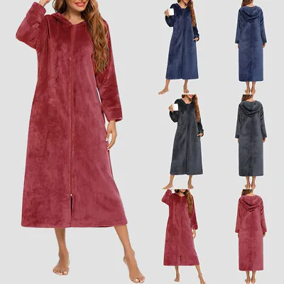 Womens Hooded Long Sleeve Jumpsuit Pajamas Gown Fluffy 1Onesie Jumpsuit Lounge • £9.99