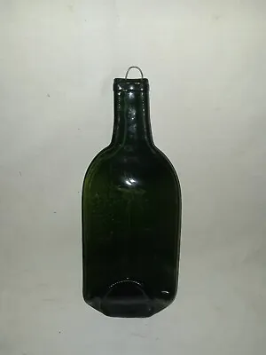Melted Green Wine Glass Bottle Spoon/Utensil Rest W/Hanger 12” • $9.99