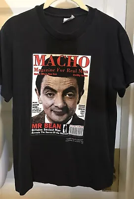 Mr. Bean Macho Magazine 1996 Vintage Big Print T-Shirt Black Small • $29.99