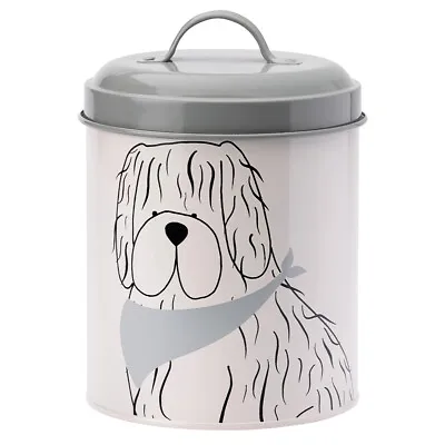 Large Tin Dog Food Canister Storage Jar Metal Playful Pets English Tableware Co. • £14.75