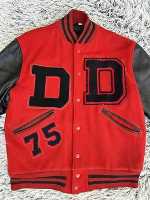Butwin Jacket Mens Size 38 Red Varsity Wool Leather Bomber Letterman USA Vintage • $49.99