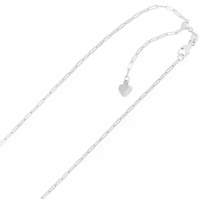 1.5mm Polished Adjustable Paperclip Chain Real 14K White Gold 22  2.6 Grams • $239.24