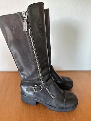 HARLEY DAVIDSON H-3015 TALL WEST END Black Motorcycle Boots Women's US Sz 9 • $79.99