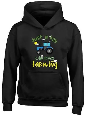 Boy Who Loves Farming Kids Hoodie Farm Farmer Tractor Plant Boys Girls Gift Top • £13.99