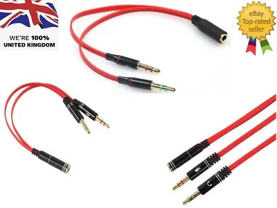 3.5mm Aux Y Splitter 2 Jack Male To 1 Female Headphone Mic Audio Adapter Cable • £2.99