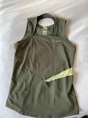 £4 • Buy Nike Medium Khaki Gym Sport Neck Detail Top Vest
