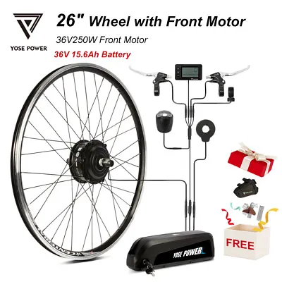 36V 15.6Ah Li-Ion Battery 36V 250W 26'' Wheel Front Motor Ebike Conversion Kit  • £389.90