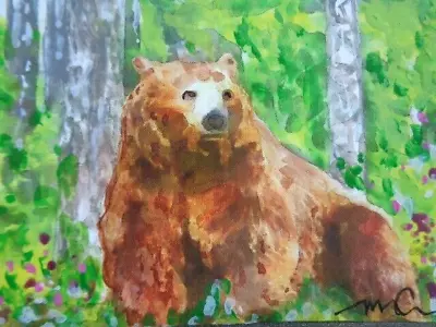 ACEO ATC  Sketch  -  BROWN BEAR  Art   ****  SALE!! • $9.99