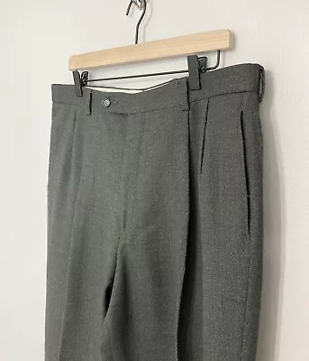 Jos A Bank Wool Pleated Dress Pants Men’s Size 36R Cuffed Green • $22.89