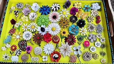 Lot 73 Flower Power Enamel Brooch Pins Vintage Sandor Coro Sarah Cov Earring MOD • $499.99